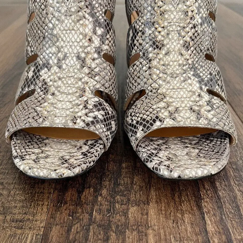 Corso Como Leather Slingback Heeled Sandal Snakeskin Size 7 Gray Multicolor